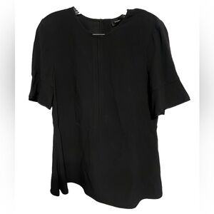 Proenza Schouler black crew neck short sleeve peplum blouse